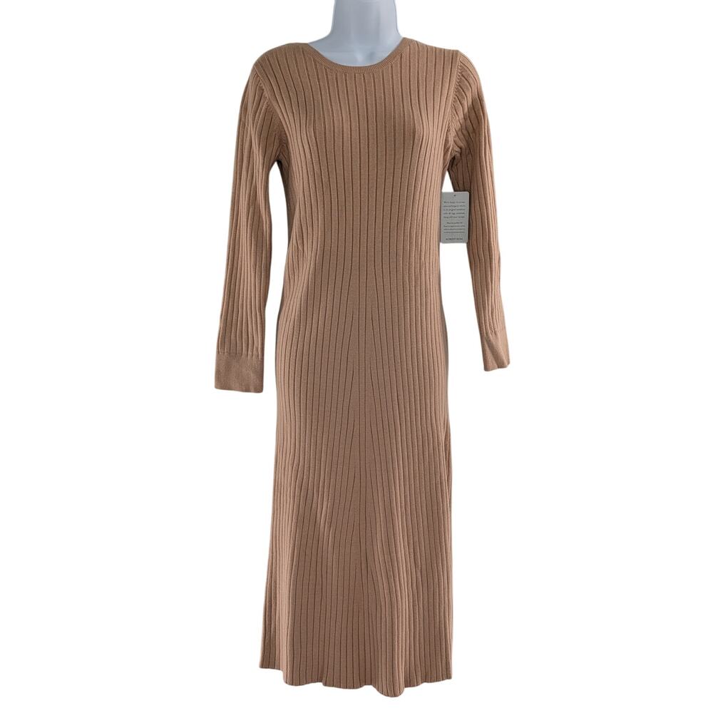 WAYF Dede x Emily Holly Ribbed Knit Midi Dress Long Sleeve - Picture 3 of 14